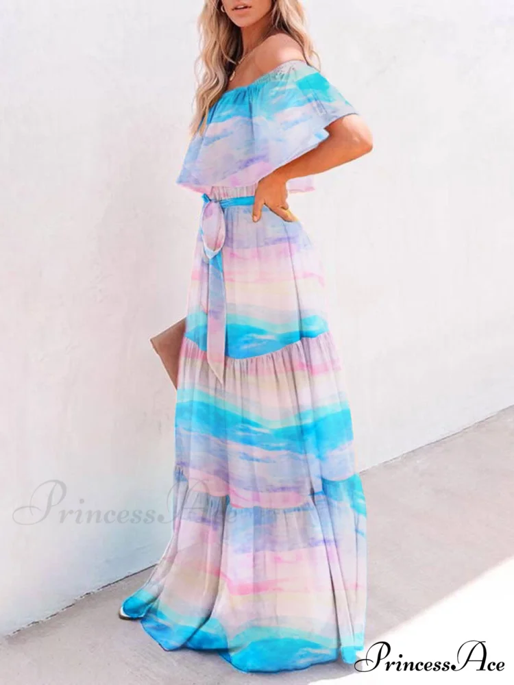 Chest Wrap Printed Charming Full Skirt Dress - Image 2