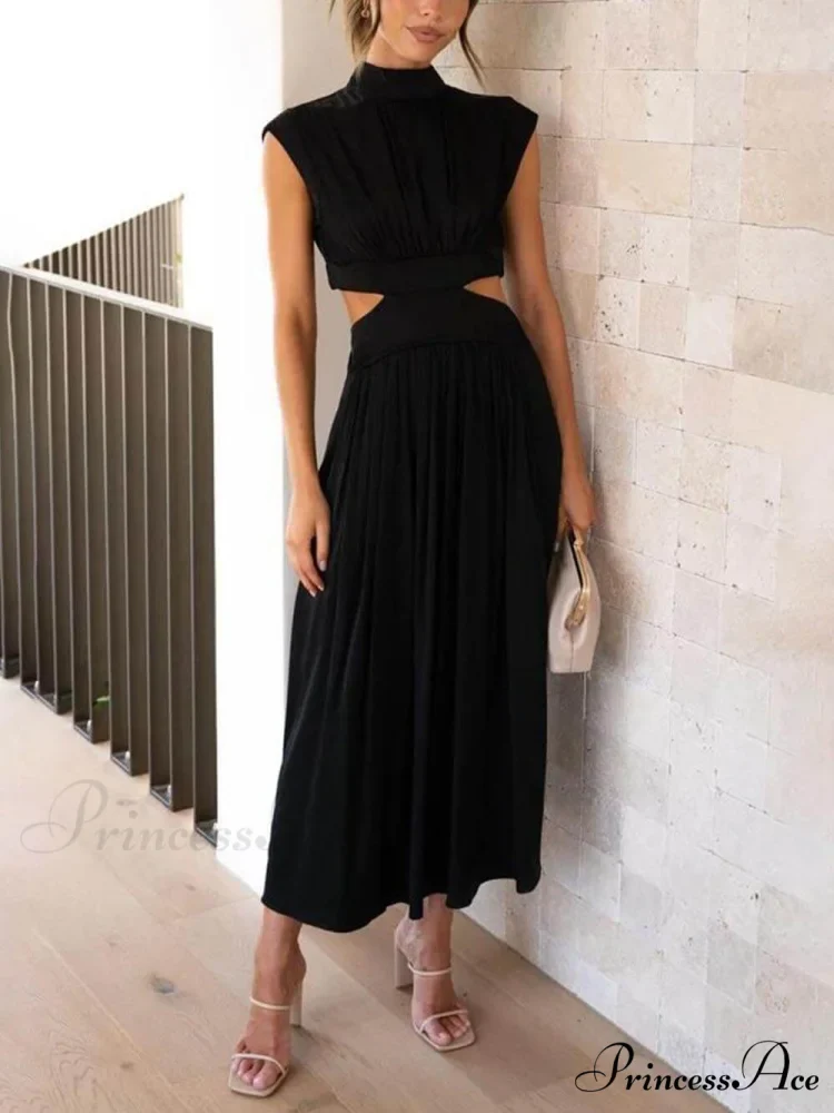 Cutout Waist Pocketed Charming Vacation Midi Dress - Image 18