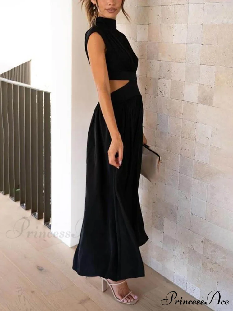 Cutout Waist Pocketed Charming Vacation Midi Dress - Image 19
