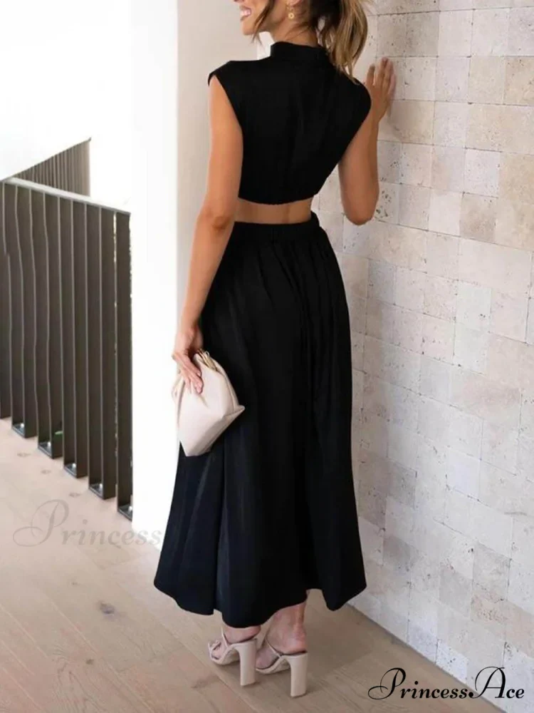 Cutout Waist Pocketed Charming Vacation Midi Dress - Image 21