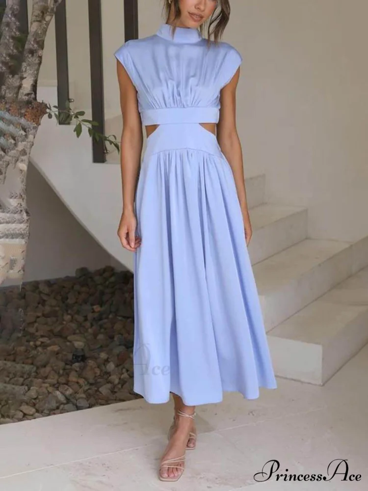 Cutout Waist Pocketed Charming Vacation Midi Dress - Image 5