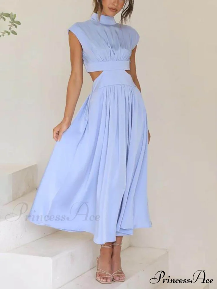 Cutout Waist Pocketed Charming Vacation Midi Dress - Image 6