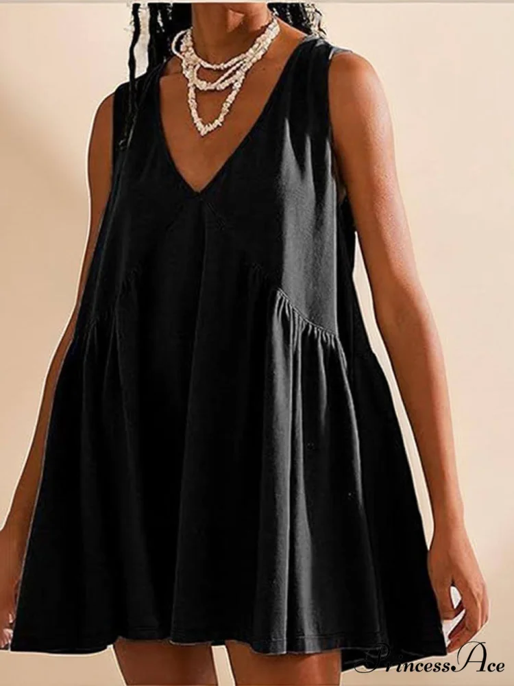 Deep V Wide Charming Strap Mini Tank Dress - Image 4