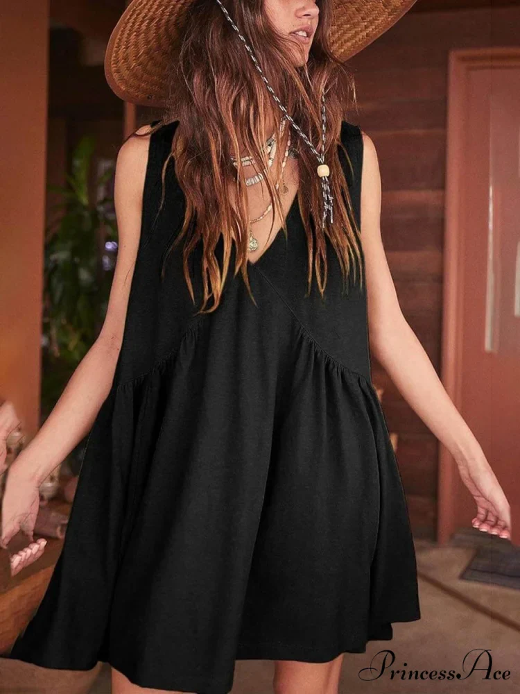 Deep V Wide Charming Strap Mini Tank Dress - Image 5