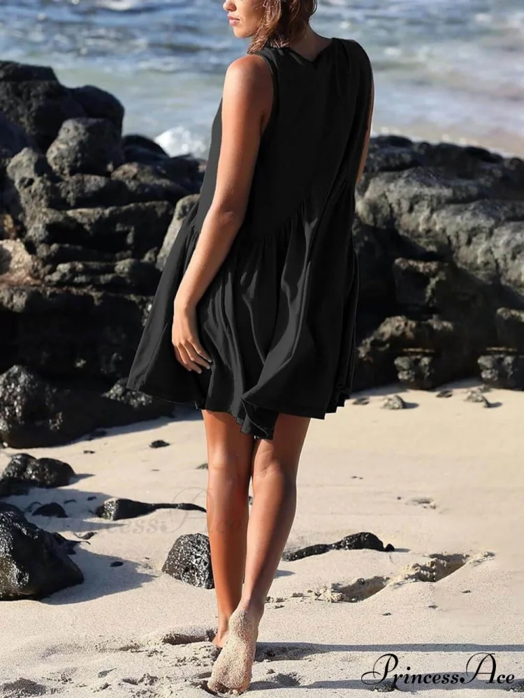 Deep V Wide Charming Strap Mini Tank Dress - Image 6