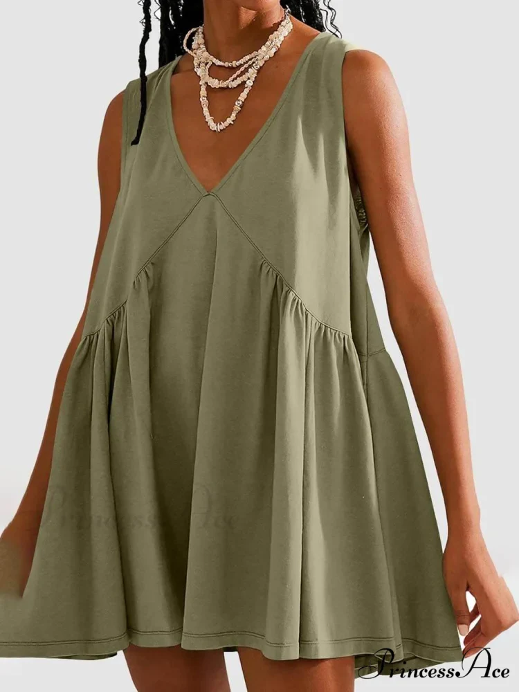 Deep V Wide Charming Strap Mini Tank Dress - Image 7
