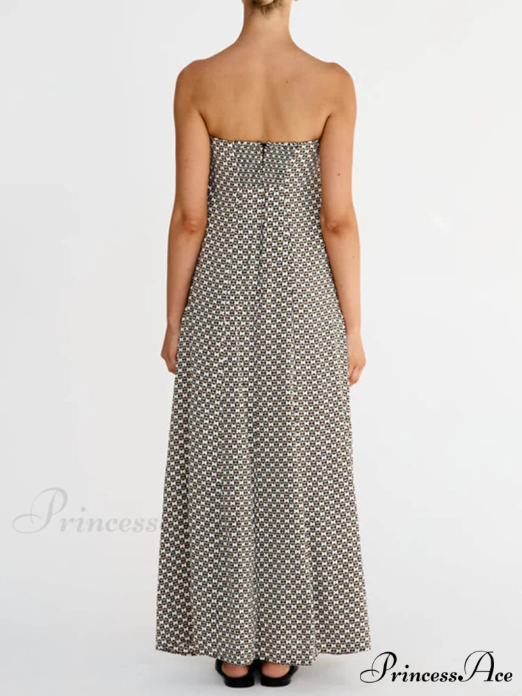 Diamond Print Stylish Bohemian Maxi Dress - Image 2