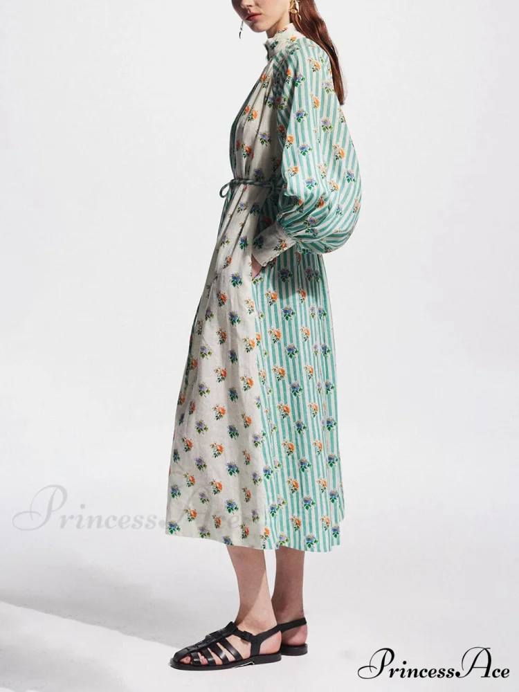 Elegant Puff Sleeve Charming Printed Shirt Dress - Image 2