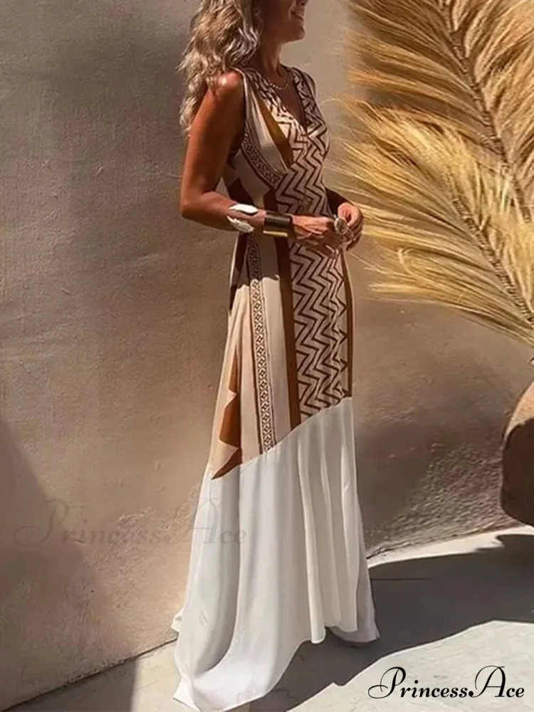 Ethnic Print Patchwork Charming A-line Maxi Dress - Image 2