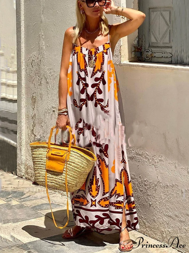 Ethnic Printed Loose Charming Cami Maxi Dress - Image 2