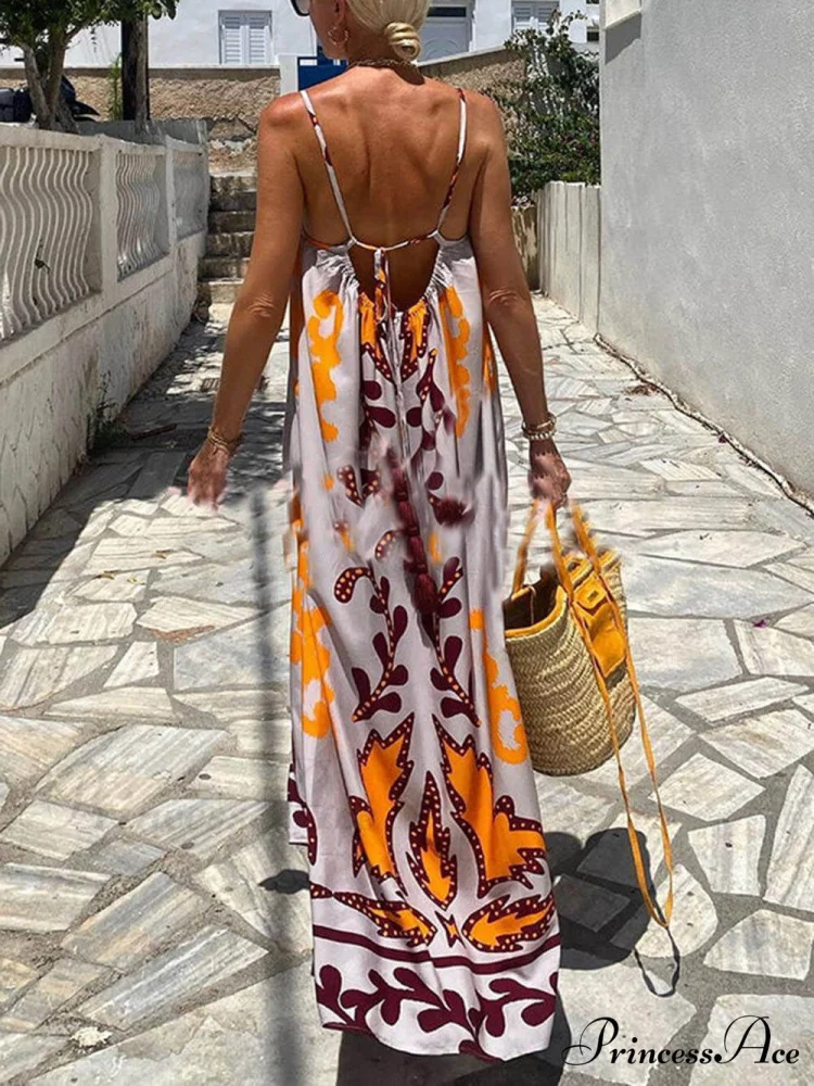 Ethnic Printed Loose Charming Cami Maxi Dress - Image 3
