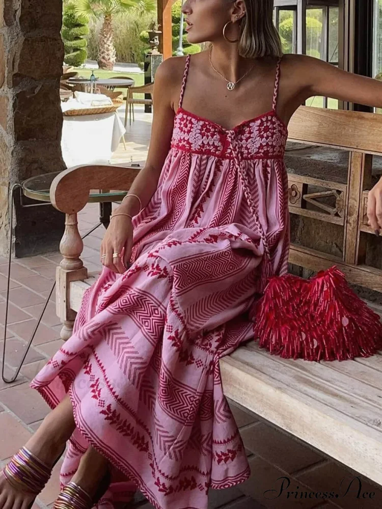 Ethnic Style Crochet Patchwork Graceful Knitted Slip Maxi Dress - Image 2