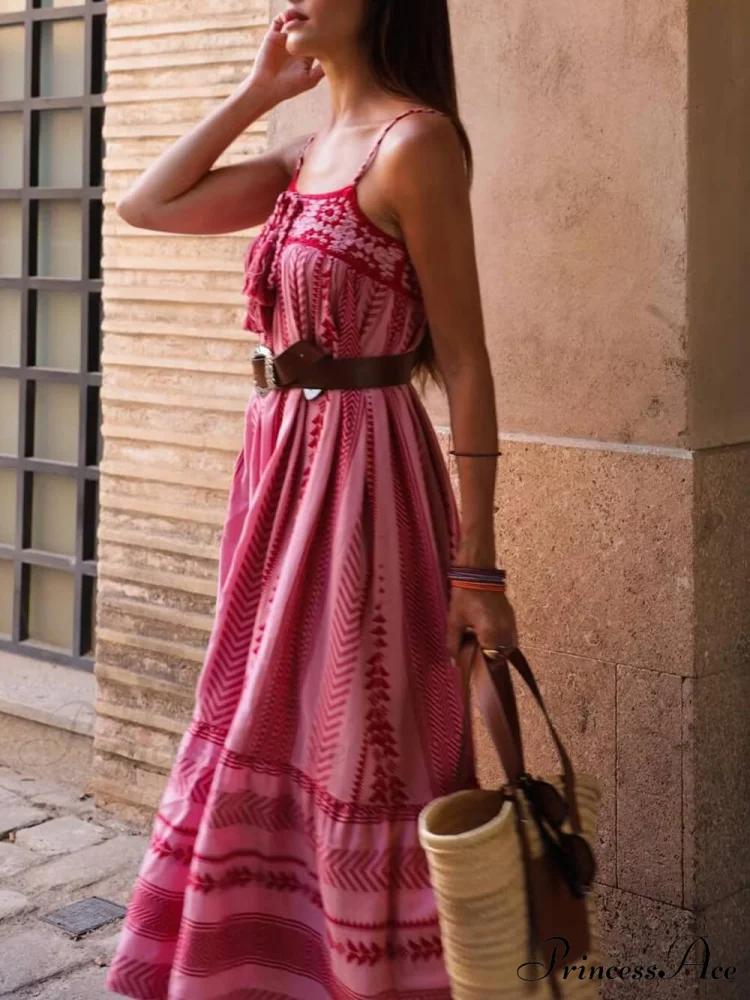 Ethnic Style Crochet Patchwork Graceful Knitted Slip Maxi Dress - Image 3