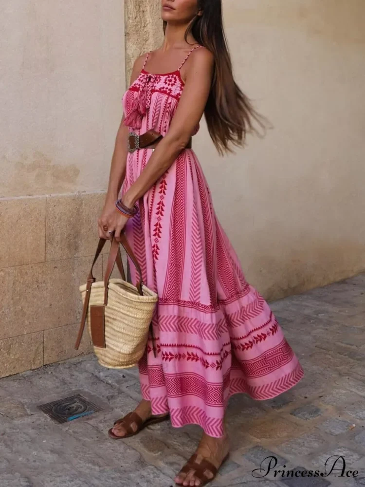 Ethnic Style Crochet Patchwork Graceful Knitted Slip Maxi Dress - Image 4
