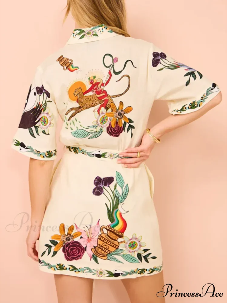 Modern Sophisticated Feel Satin Graceful Unique Print Mini Dress - Image 3