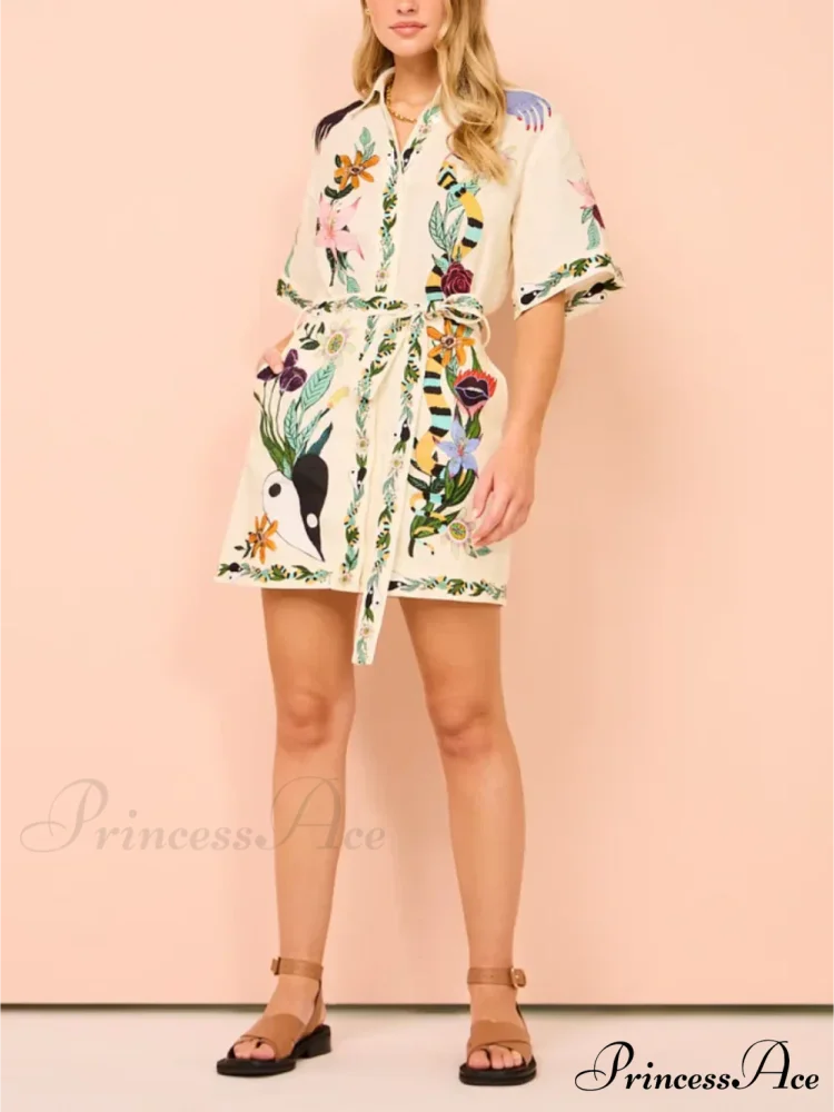 Modern Sophisticated Feel Satin Graceful Unique Print Mini Dress - Image 4