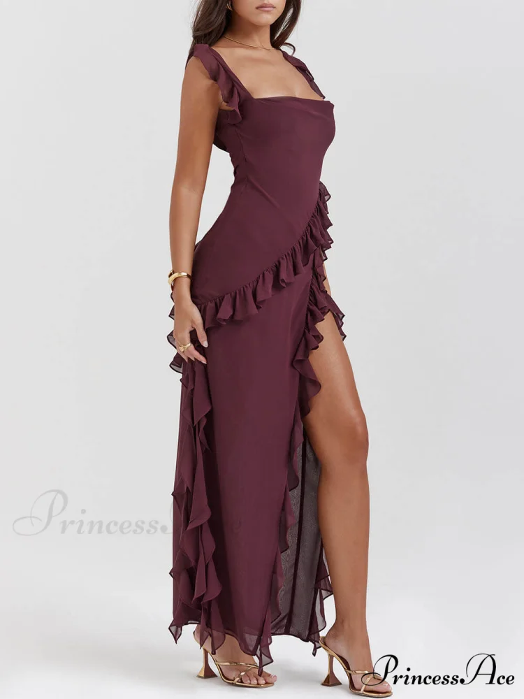 Mulberry Ruffle Stylish Maxi Dress - Image 4