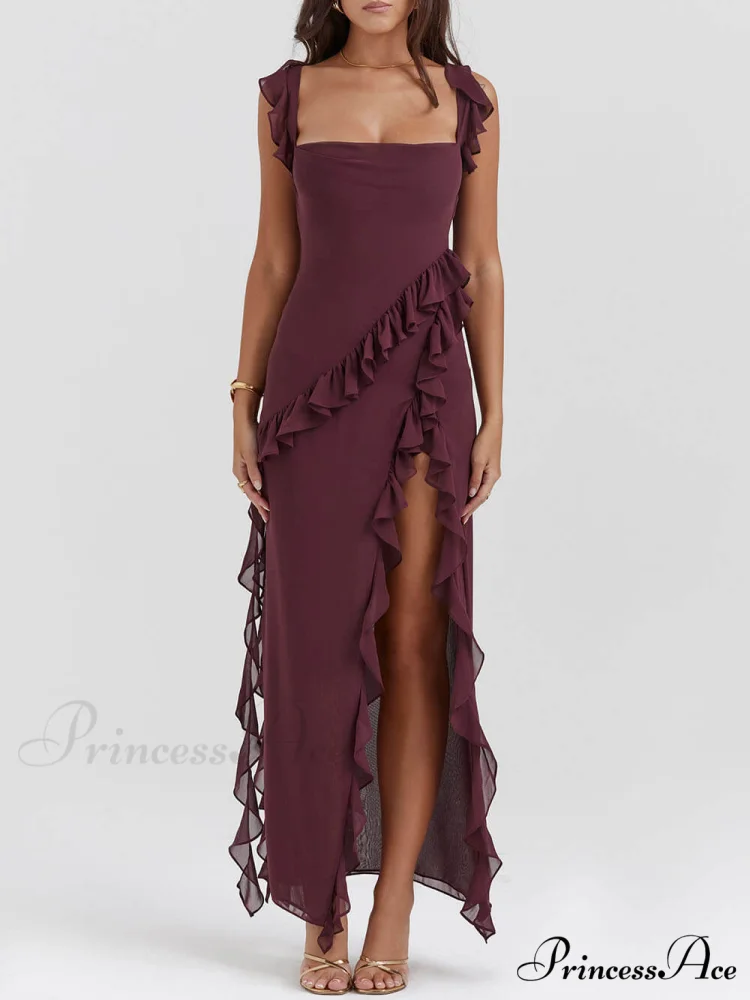 Mulberry Ruffle Stylish Maxi Dress - Image 5