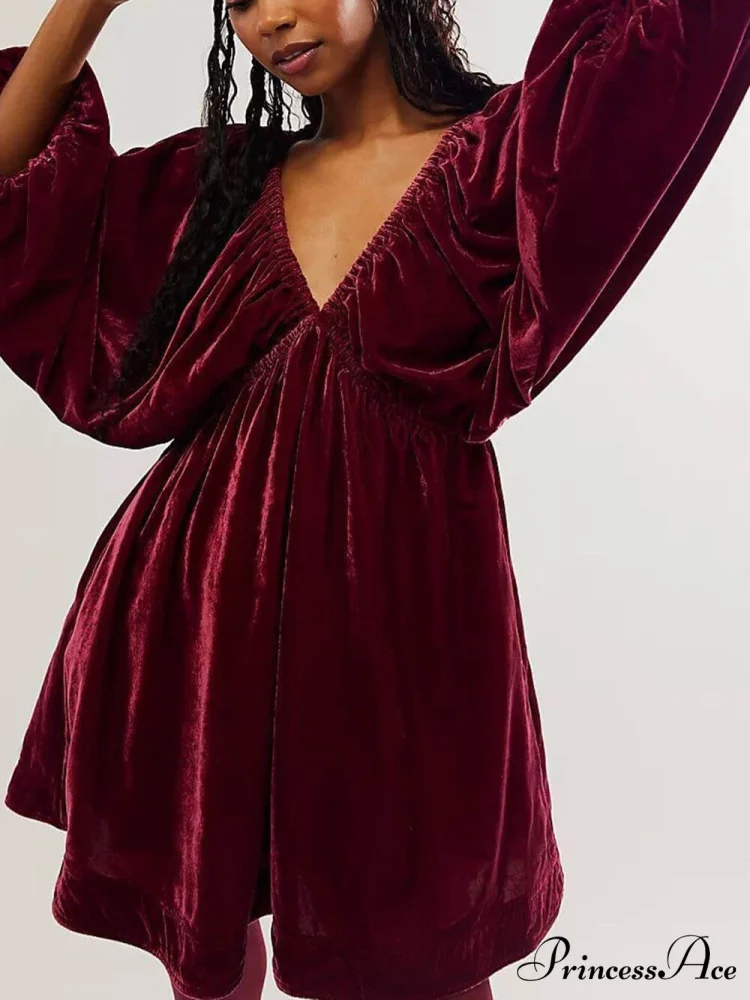 Portia Velvet Stylish Mini Dress - Image 5