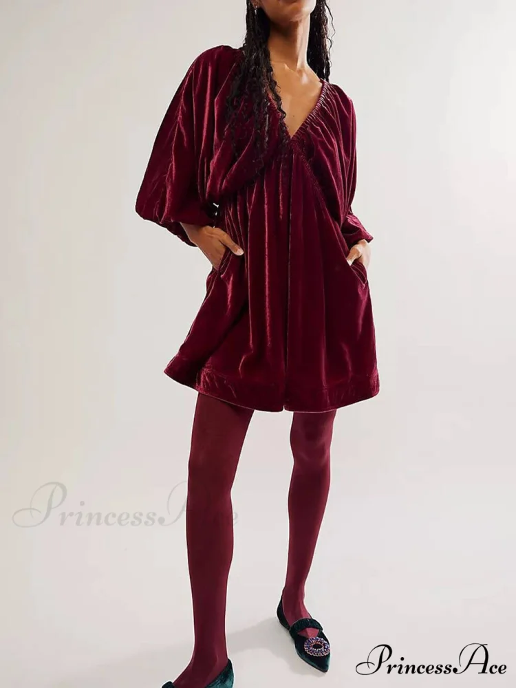 Portia Velvet Stylish Mini Dress - Image 7