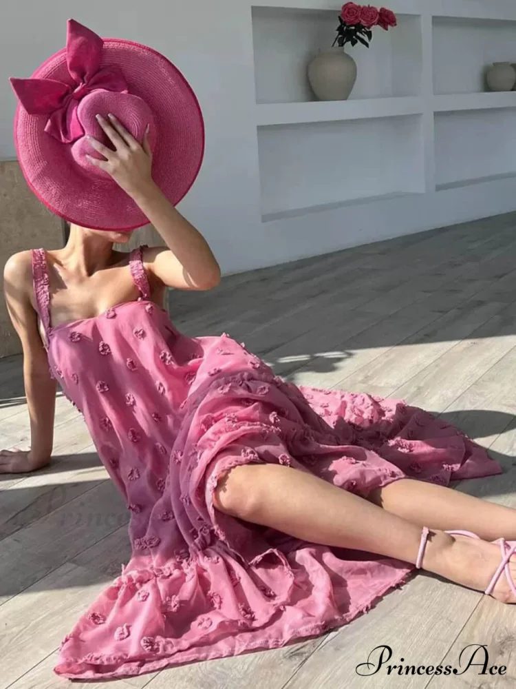 Pretty Flower Decor A-Line Graceful Layered Loose Maxi Dress - Image 8