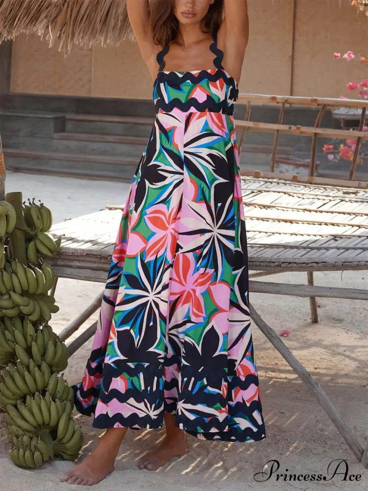 Printed Suspender Stylish Maxi Dress - Image 2