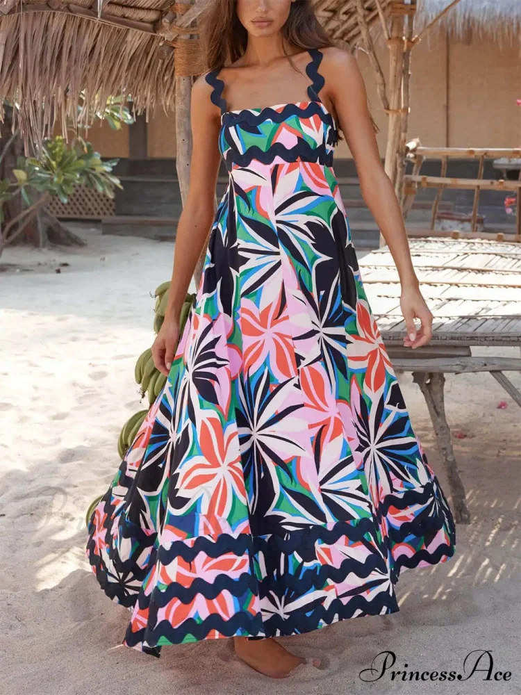 Printed Suspender Stylish Maxi Dress - Image 3