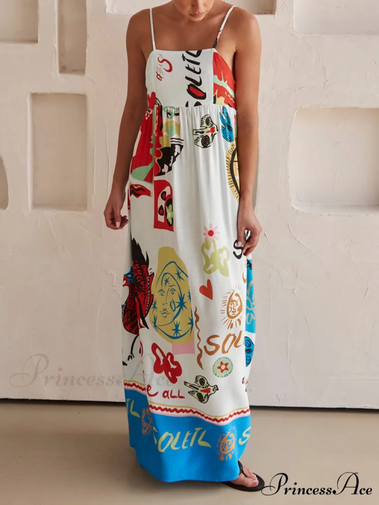 Refined Sensation Satin Charming Unique Print Maxi Dress - Image 3