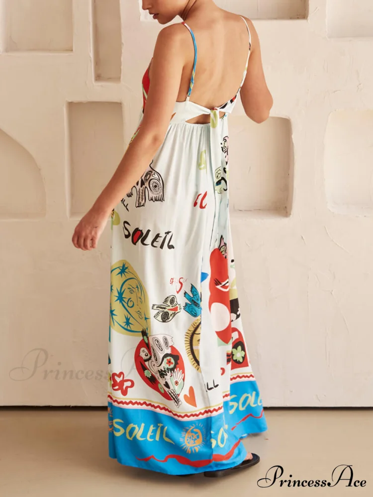 Refined Sensation Satin Charming Unique Print Maxi Dress - Image 4