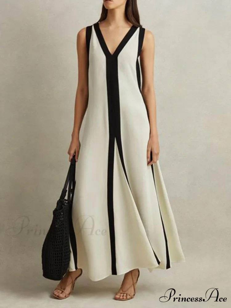 Reversible Style Colorblock Charming A-Line Maxi Dress - Image 2
