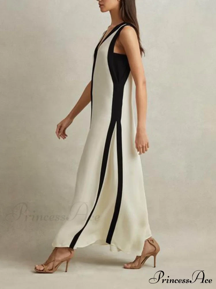 Reversible Style Colorblock Charming A-Line Maxi Dress - Image 3