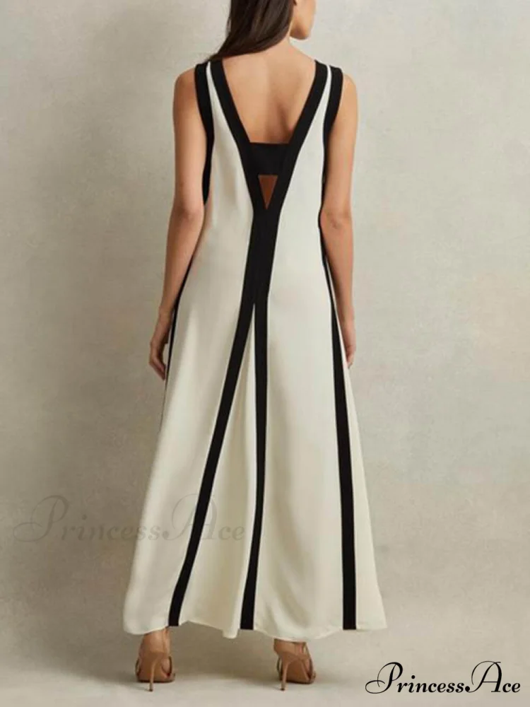 Reversible Style Colorblock Charming A-Line Maxi Dress - Image 4