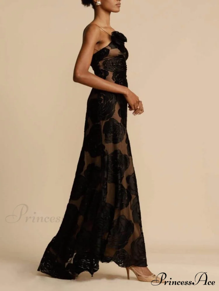 Rose Flower Three-Dimensional Charming Burnt Flower Maxi Dress - Image 3