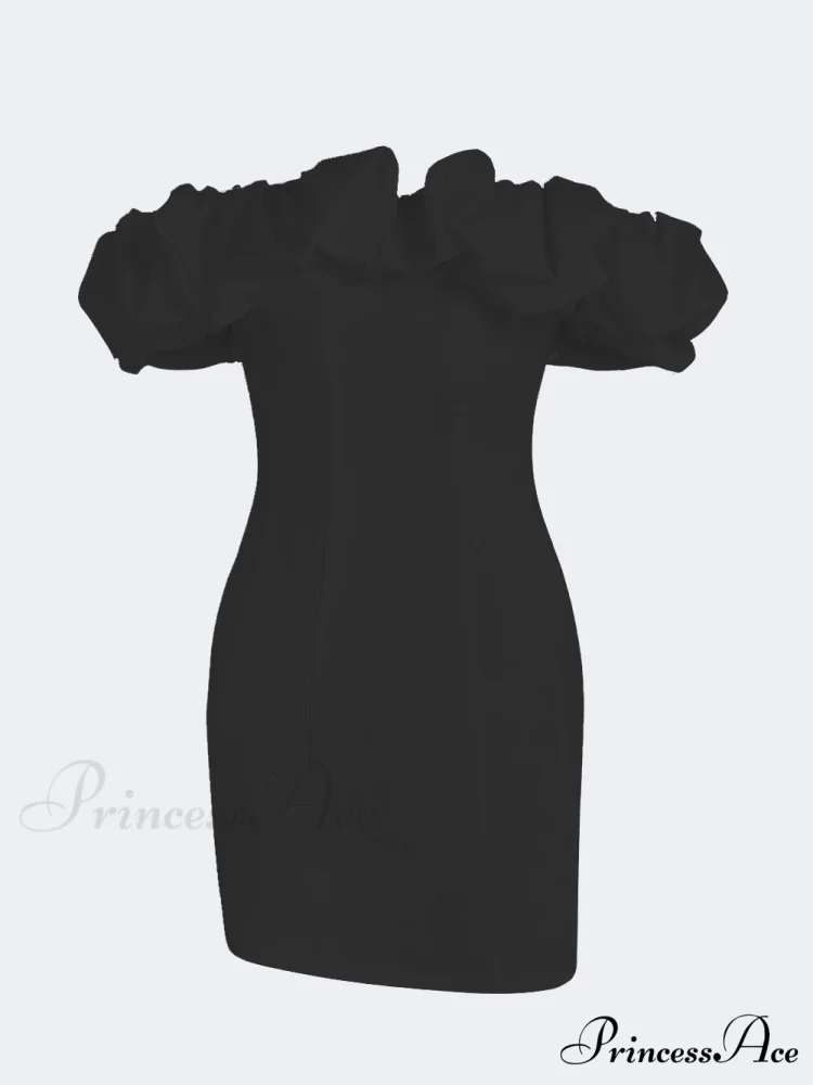 Satin Ruffled Stylish Strapless Mini Dress - Image 6