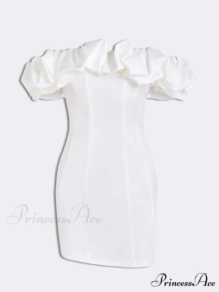 Satin Ruffled Stylish Strapless Mini Dress - Image 8