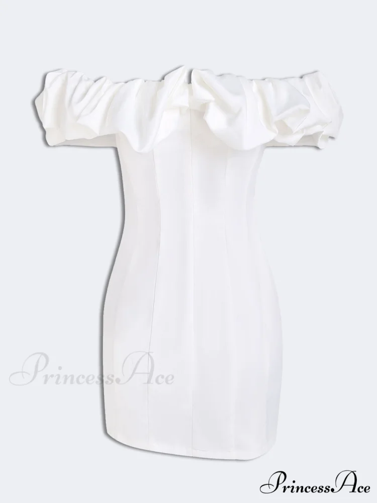 Satin Ruffled Stylish Strapless Mini Dress - Image 9