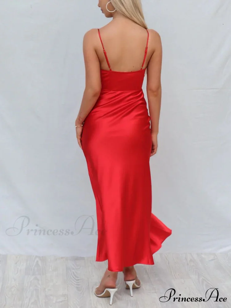 Satin Slit Stylish Midi Dresse - Image 6