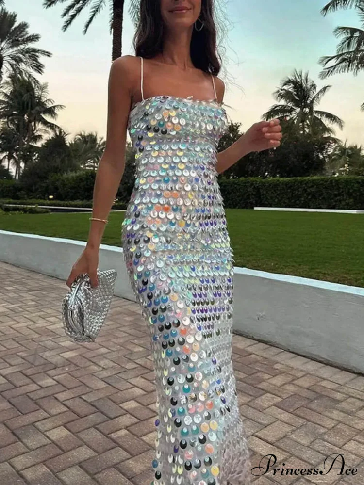Sequin Versatile Stylish Irregular Midi Dress - Image 3