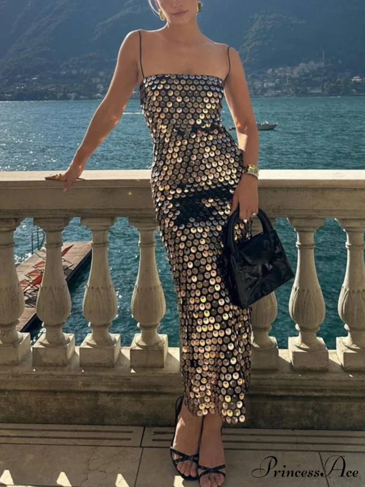 Sequin Versatile Stylish Irregular Midi Dress - Image 5