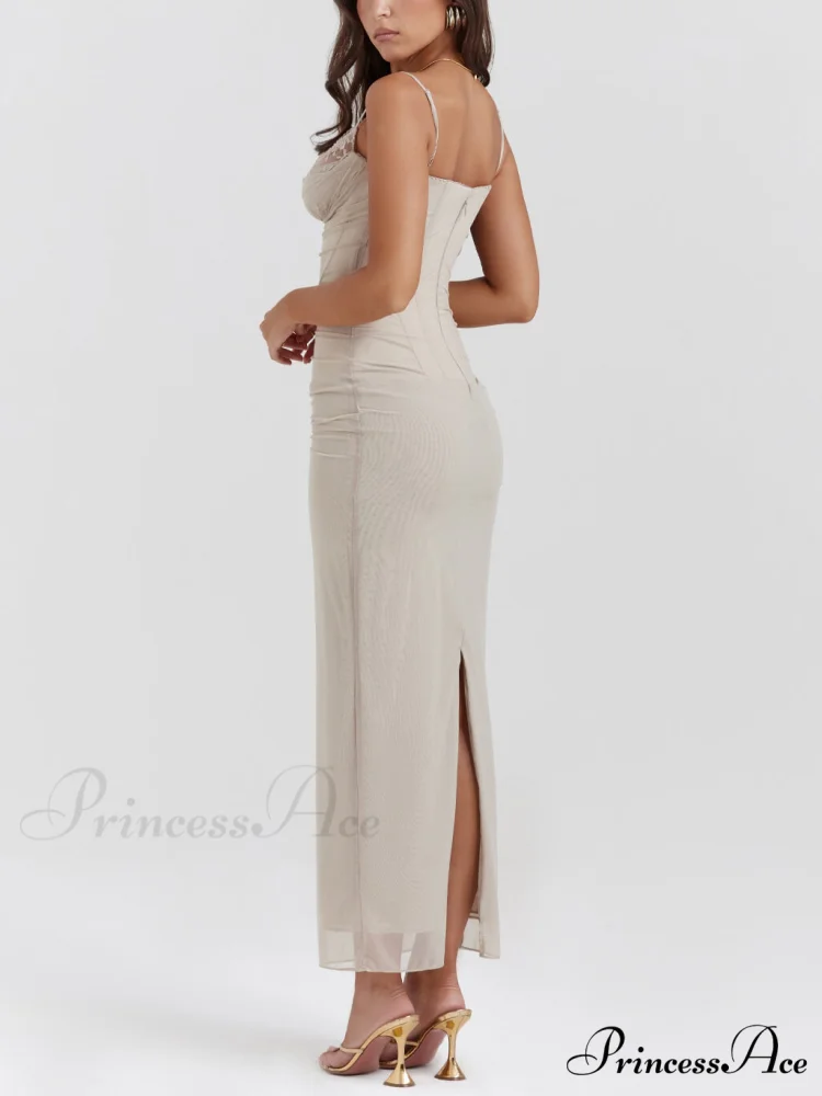 Sexy Slim Fit Hip-Hugging Graceful Slit Mesh Long Skirt - Image 4