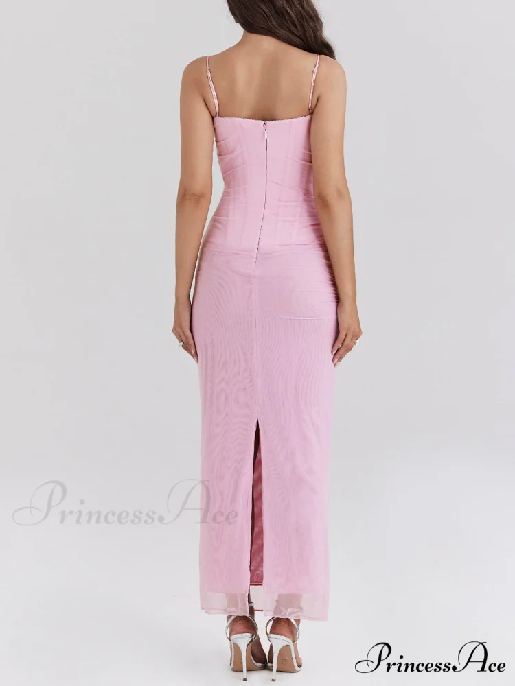 Sexy Slim Fit Hip-Hugging Graceful Slit Mesh Long Skirt - Image 7