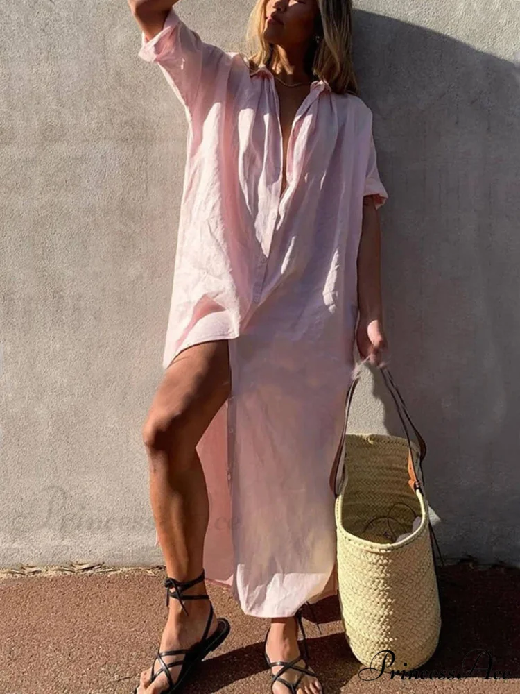 Simple Concept Stylish Maxi Shirt Dress - Image 3