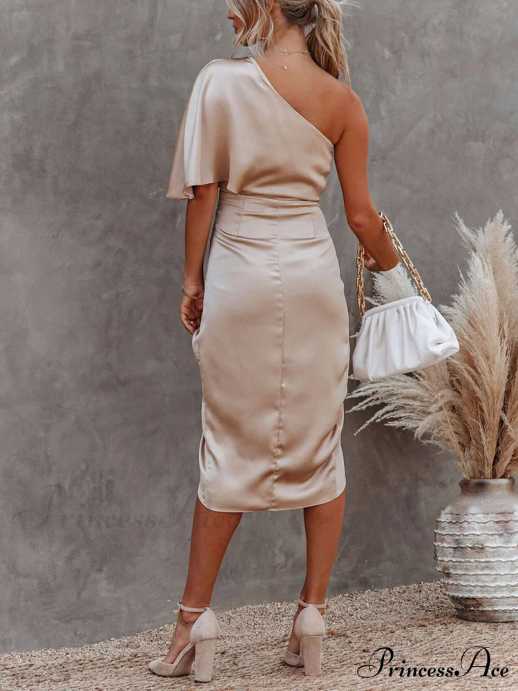Single Sleeve Stylish Irregular Evening Dress - Image 4