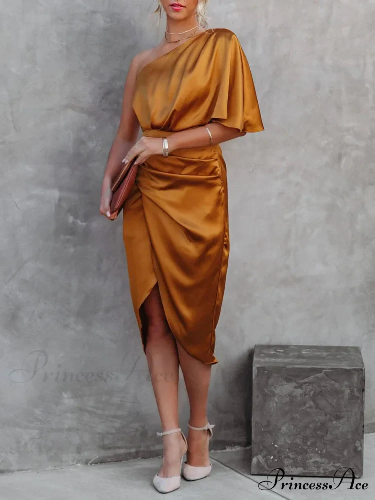 Single Sleeve Stylish Irregular Evening Dress - Image 5