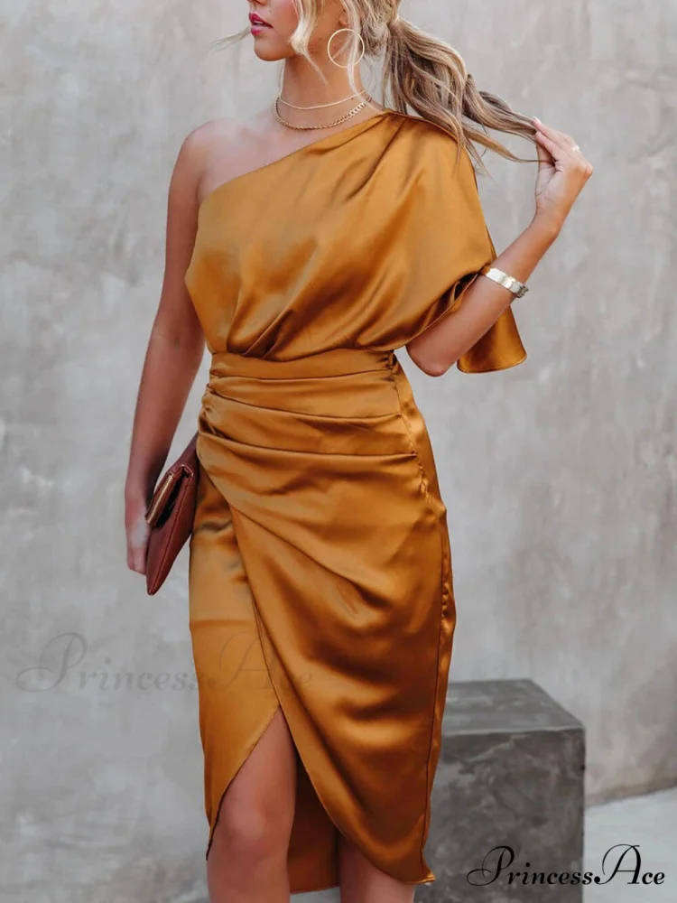 Single Sleeve Stylish Irregular Evening Dress - Image 6
