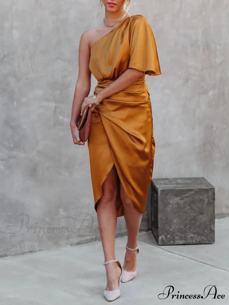 Single Sleeve Stylish Irregular Evening Dress - Image 7