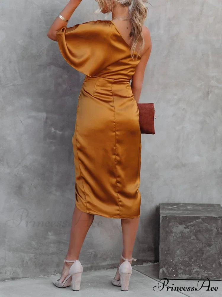 Single Sleeve Stylish Irregular Evening Dress - Image 8
