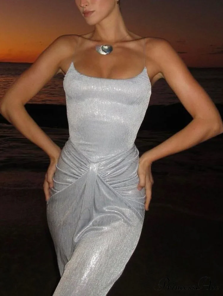Exquisite Unique Light Charming Fabric Pleated Maxi Dress - Image 2