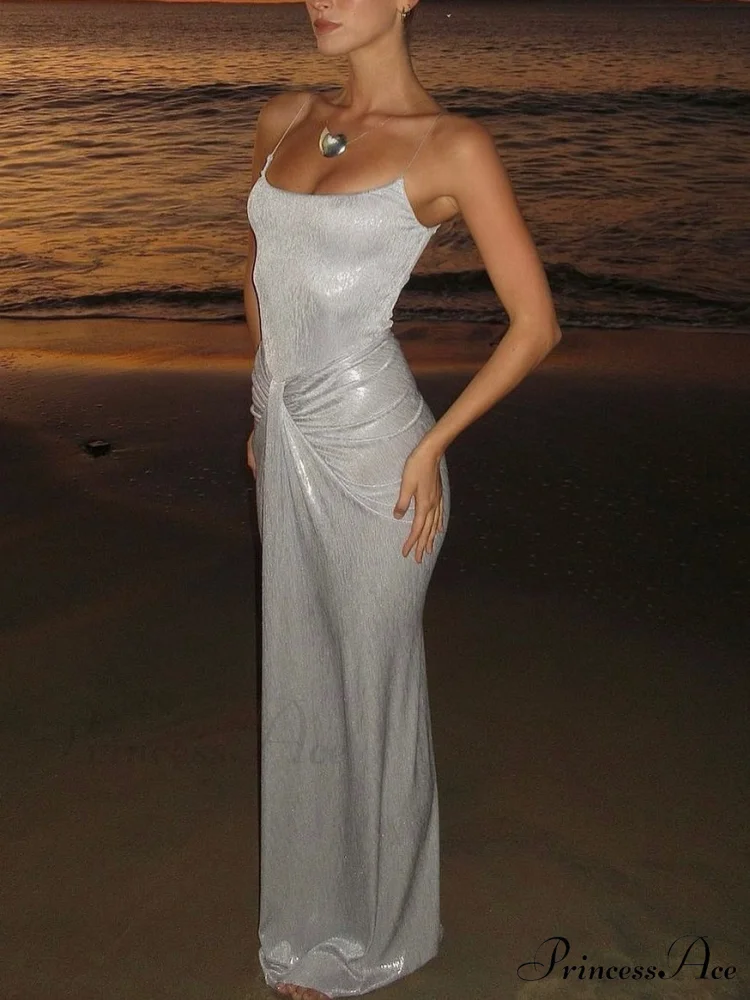 Exquisite Unique Light Charming Fabric Pleated Maxi Dress - Image 3