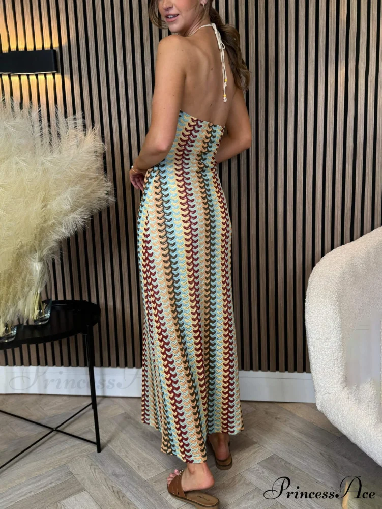 Exquisite V-Neck Crochet Charming Suspender Maxi Dress - Image 3